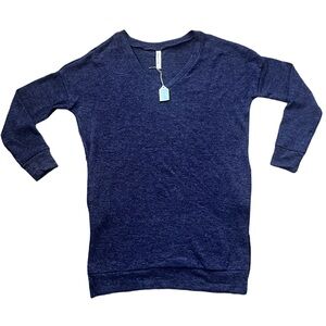 Zenana Outfitters Sweater Tunic Navy Blue Side Pockets Long Sleeves NWT